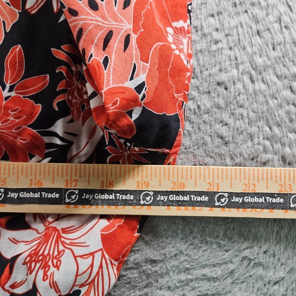 Lafayette 148 Shirt Top Women Size 8 Button‎ Up Floral Red Black White Cotton - Picture 8 of 12